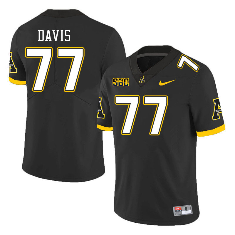 Men #77 Daniel Davis Appalachian State Mountaineers College Football Jerseys Stitched Sale-Black - Click Image to Close